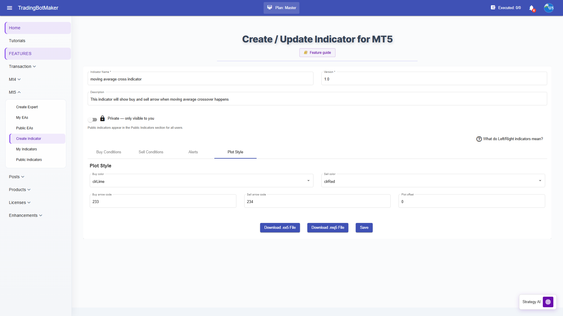 Plot Style tab and download buttons