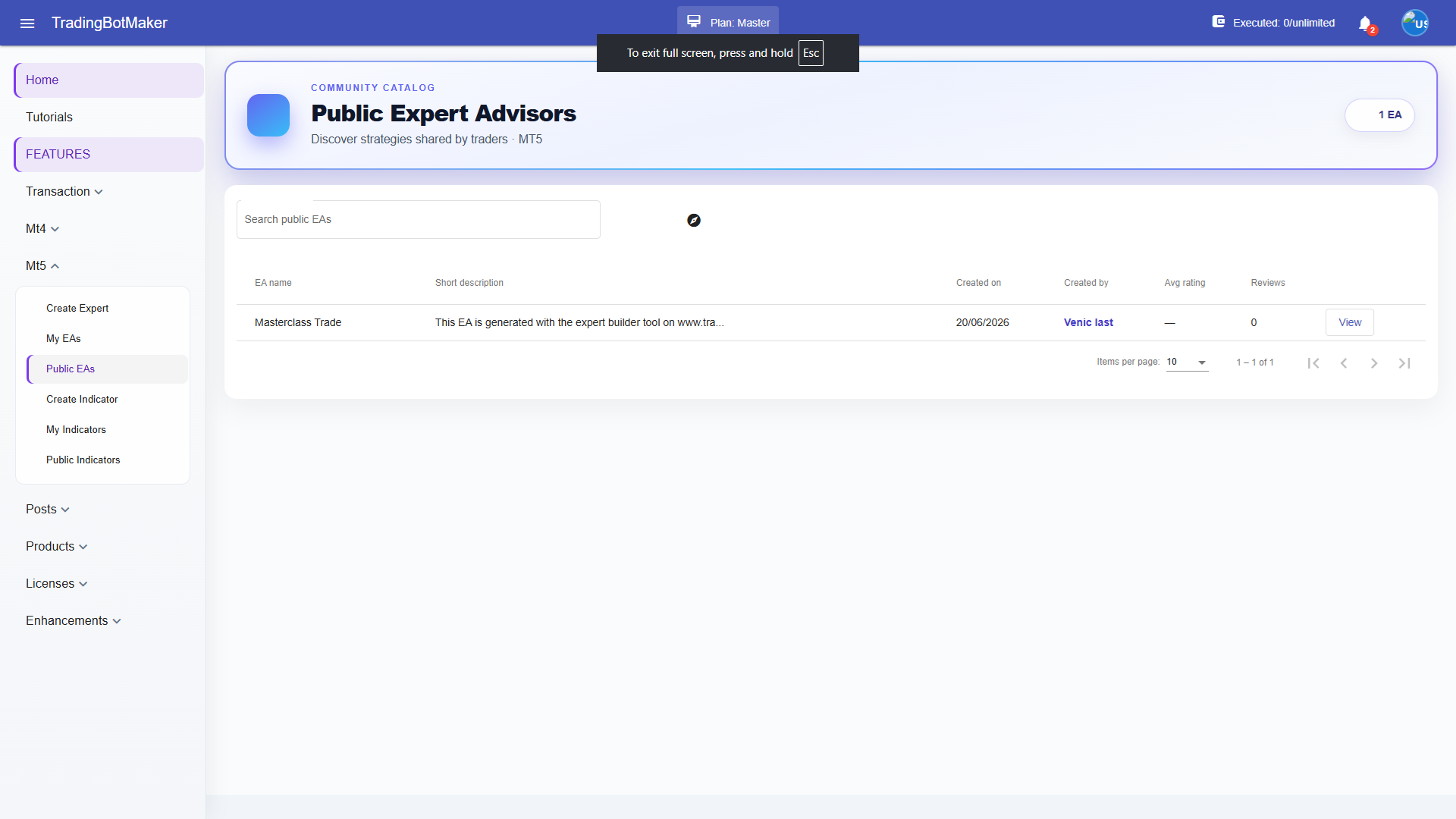 Public EAs discovery list